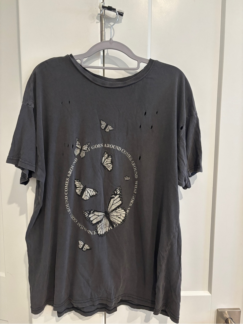 Garage Distressed Tee with Butterfly Graphic. Size M/L